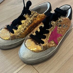 Gold sequin golden goose sneakers